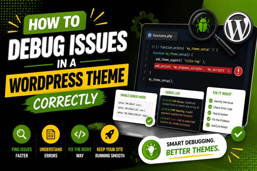 how to debug issues in a wordpress theme